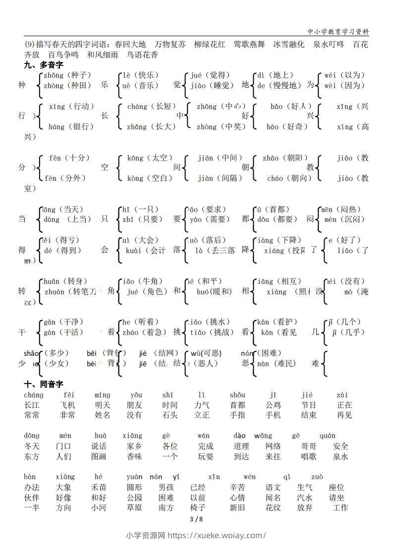 图片[3]-一年级语文下册复习资料(全面、经典)-六八学科资料网