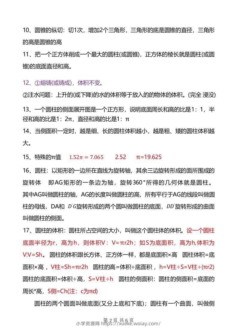 图片[2]-六年级下册数学重难点《圆柱与圆锥》-六八学科资料网