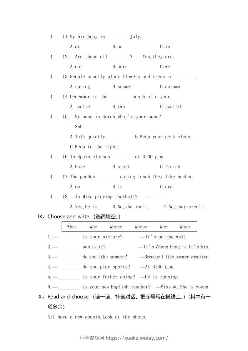 图片[3]-五年级英语下册真卷4（人教PEP版）-六八学科资料网