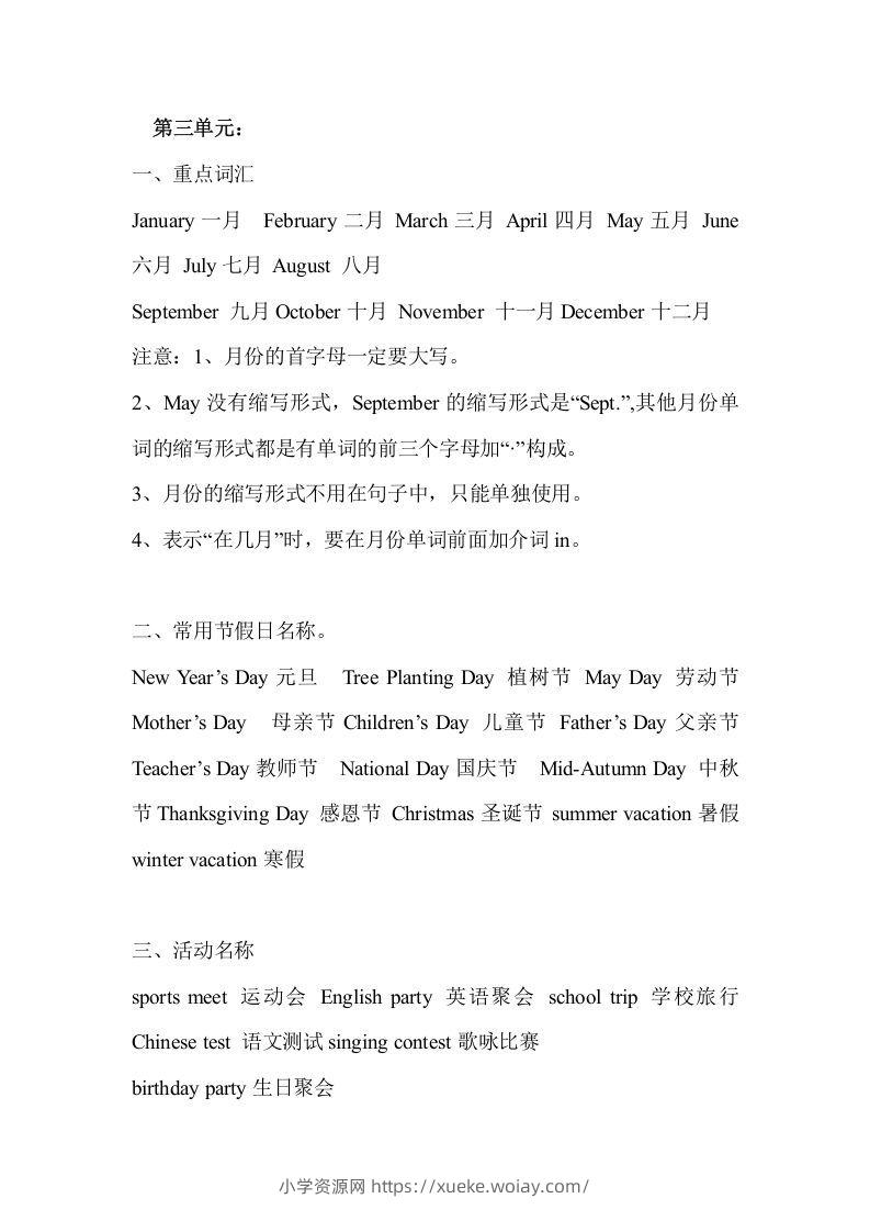 五年级英语下册Unit3单元知识梳理（人教PEP版）-六八学科资料网