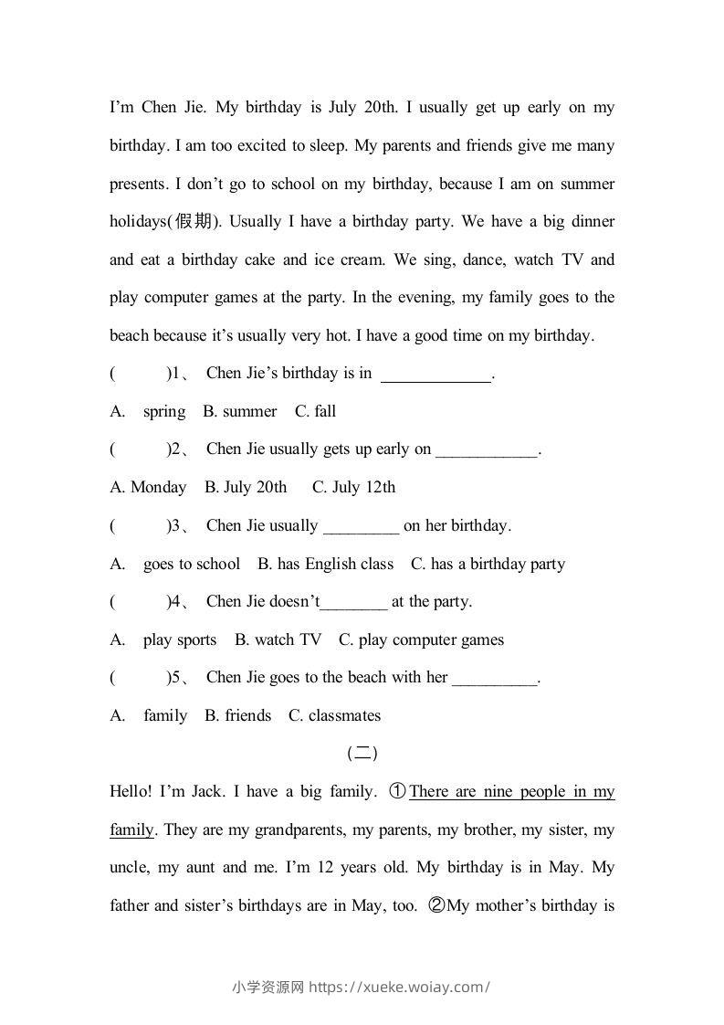 图片[2]-五年级英语下册4Unit3单元检测（人教PEP版）-六八学科资料网