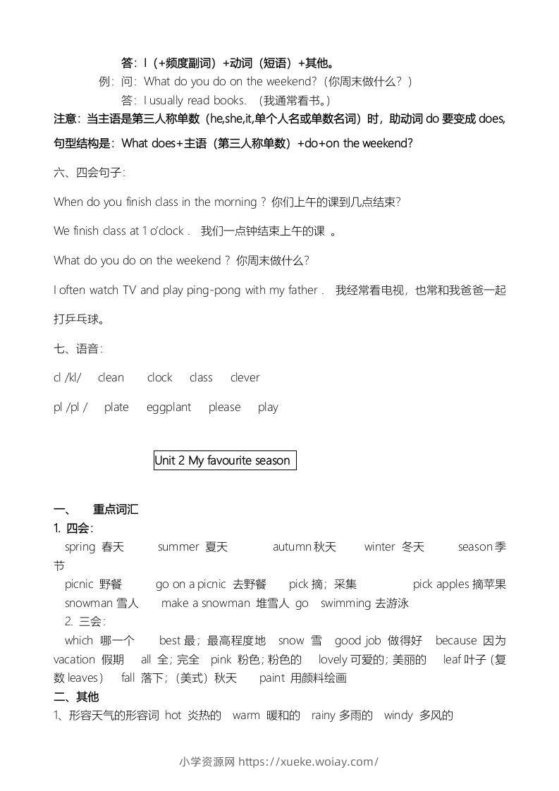 图片[2]-五年级英语下册单元知识点（人教PEP版）-六八学科资料网