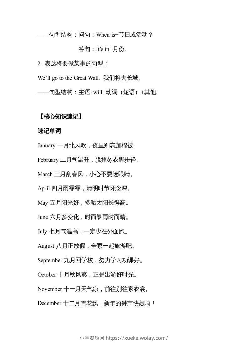 图片[2]-五年级英语下册【完美】单元知识梳理-Unit3Myschoolcalendar（人教PEP版）-六八学科资料网