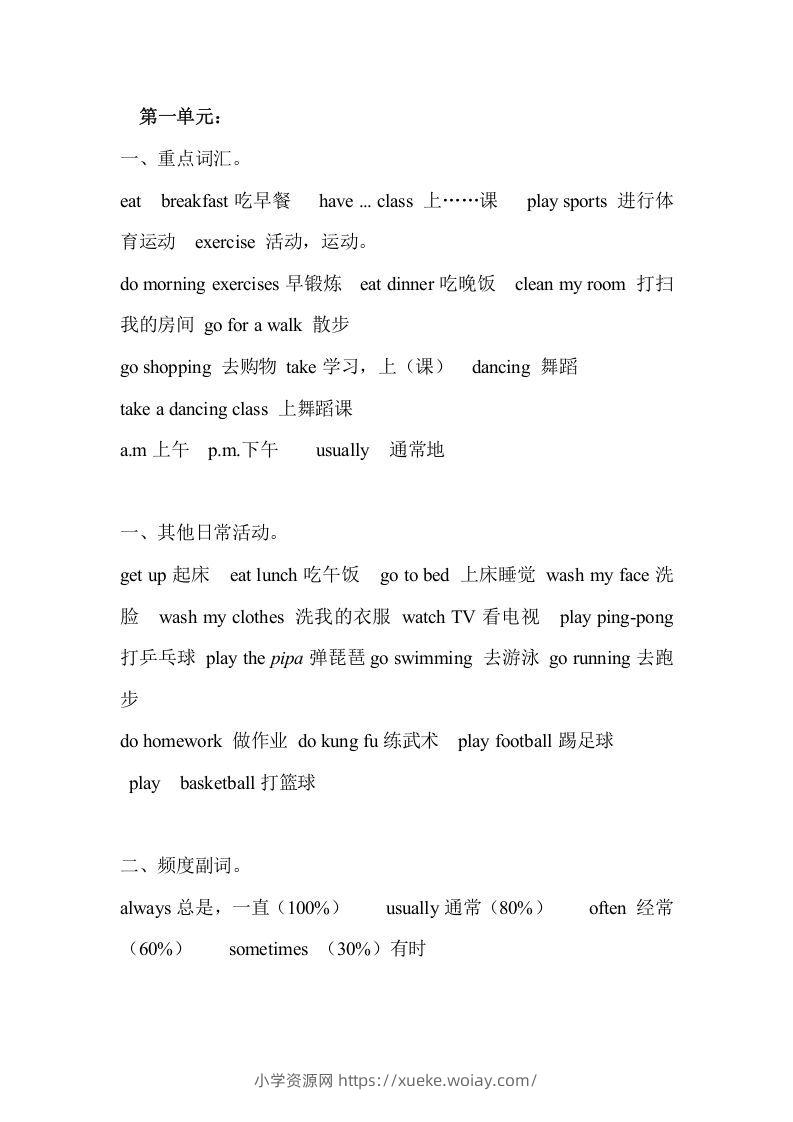五年级英语下册Unit1单元知识梳理（人教PEP版）-六八学科资料网
