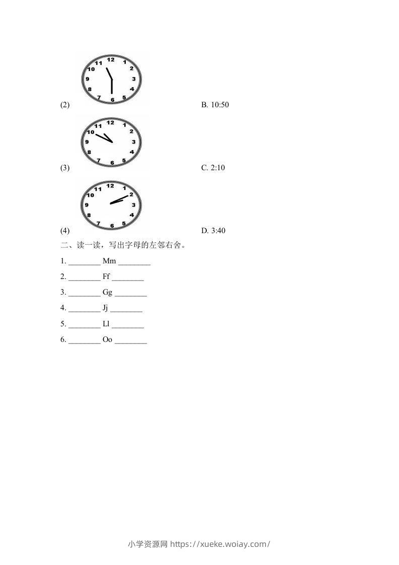 图片[2]-二年级英语下册Unit4_单元测试卷（人教版）-六八学科资料网