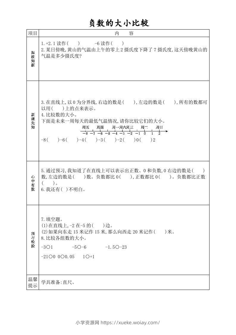 图片[2]-六年级数学下册全册学生课前预习单（人教版）-六八学科资料网