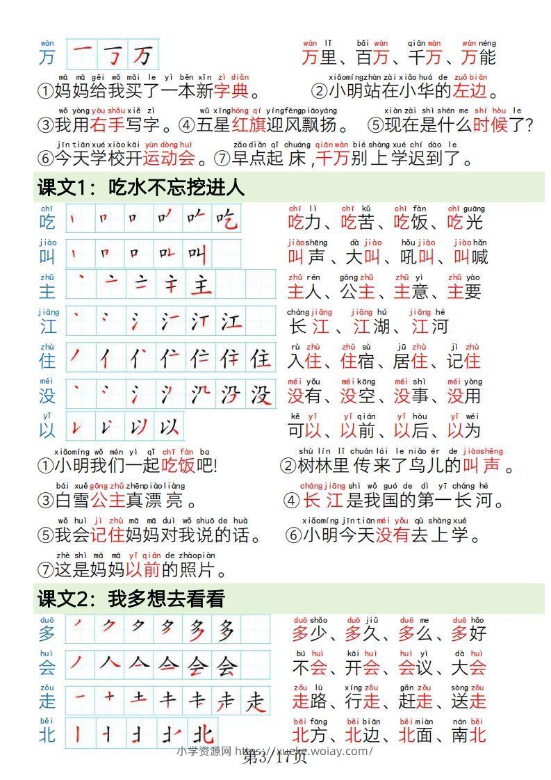 图片[3]-1.19一年级语文下册写字表笔画笔顺组词造句-六八学科资料网