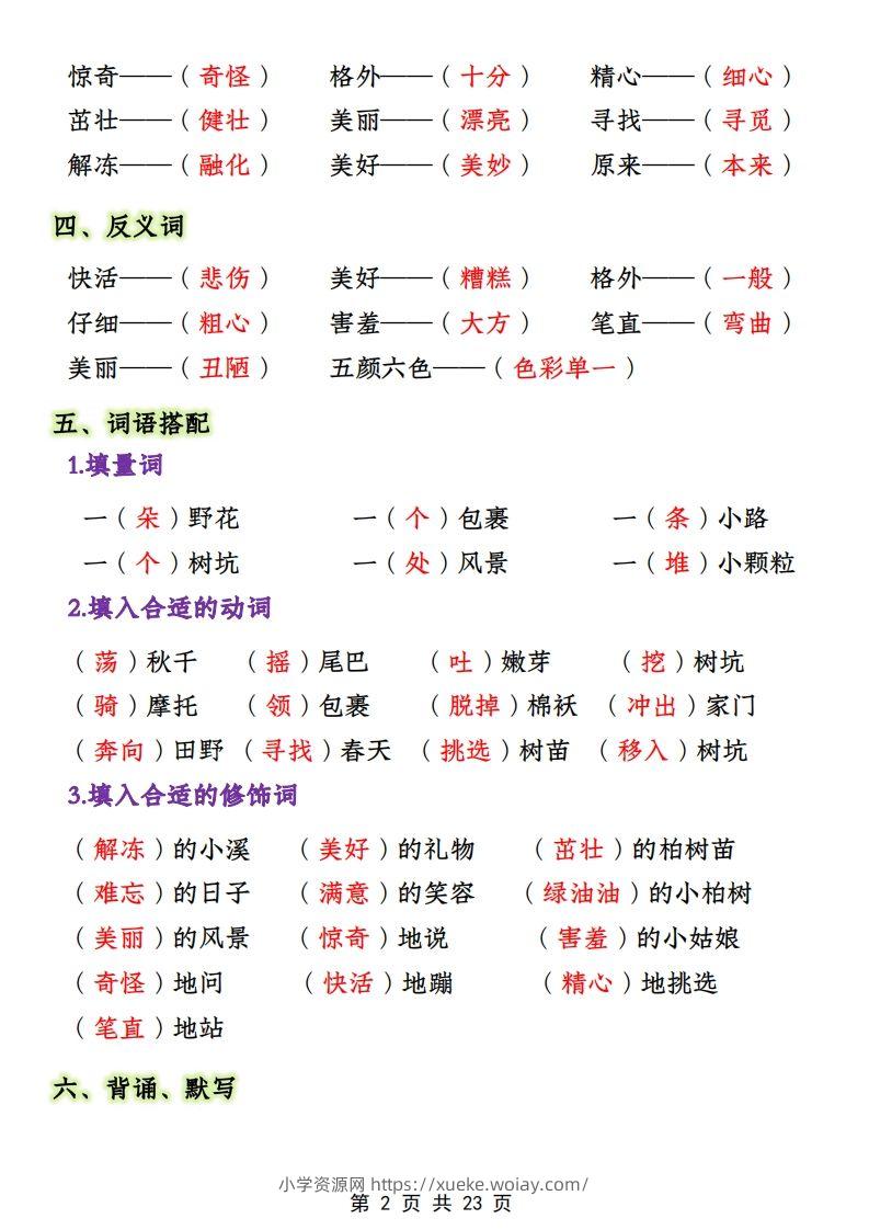 图片[2]-二年级下册1-4单元语文期中必考知识大盘点（23页）-六八学科资料网