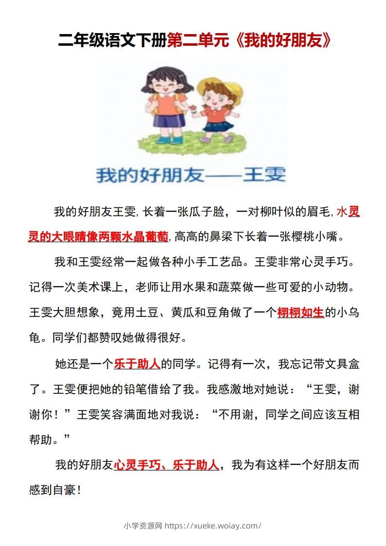 图片[3]-二年级语文下册1-8单元看图写话范文梳理-六八学科资料网