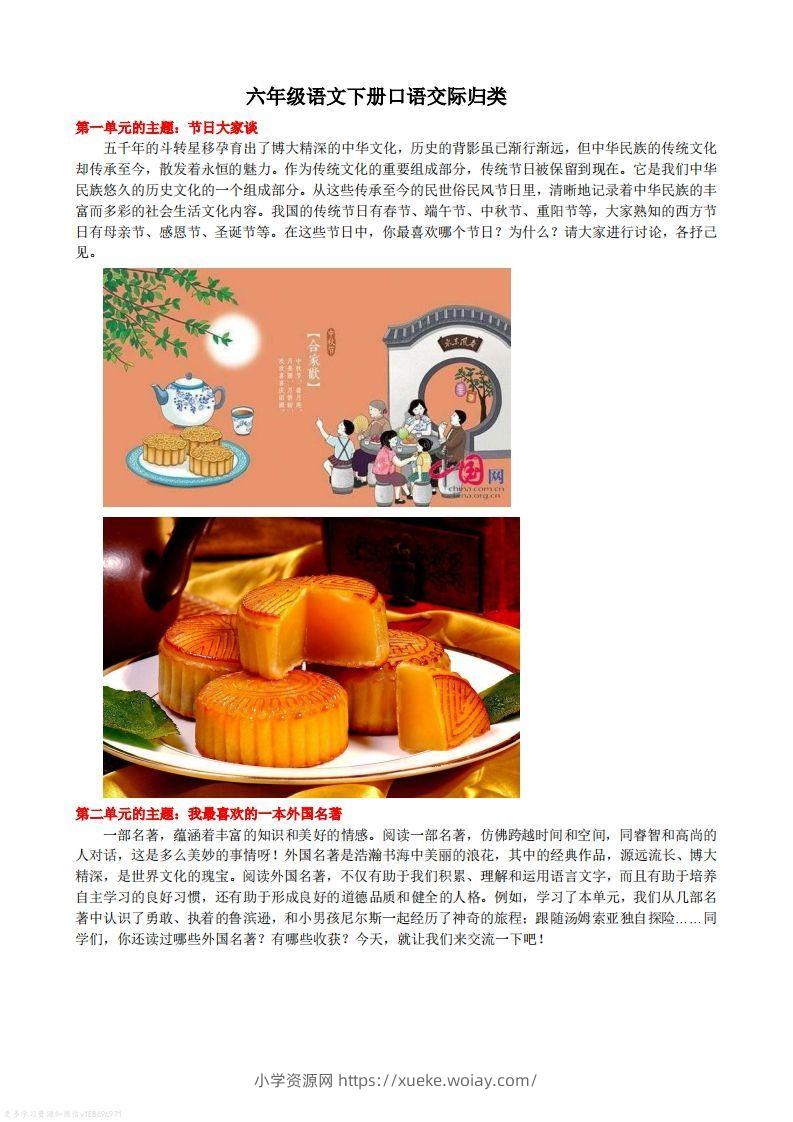 语文六年级下册口语交际专项练习-六八学科资料网