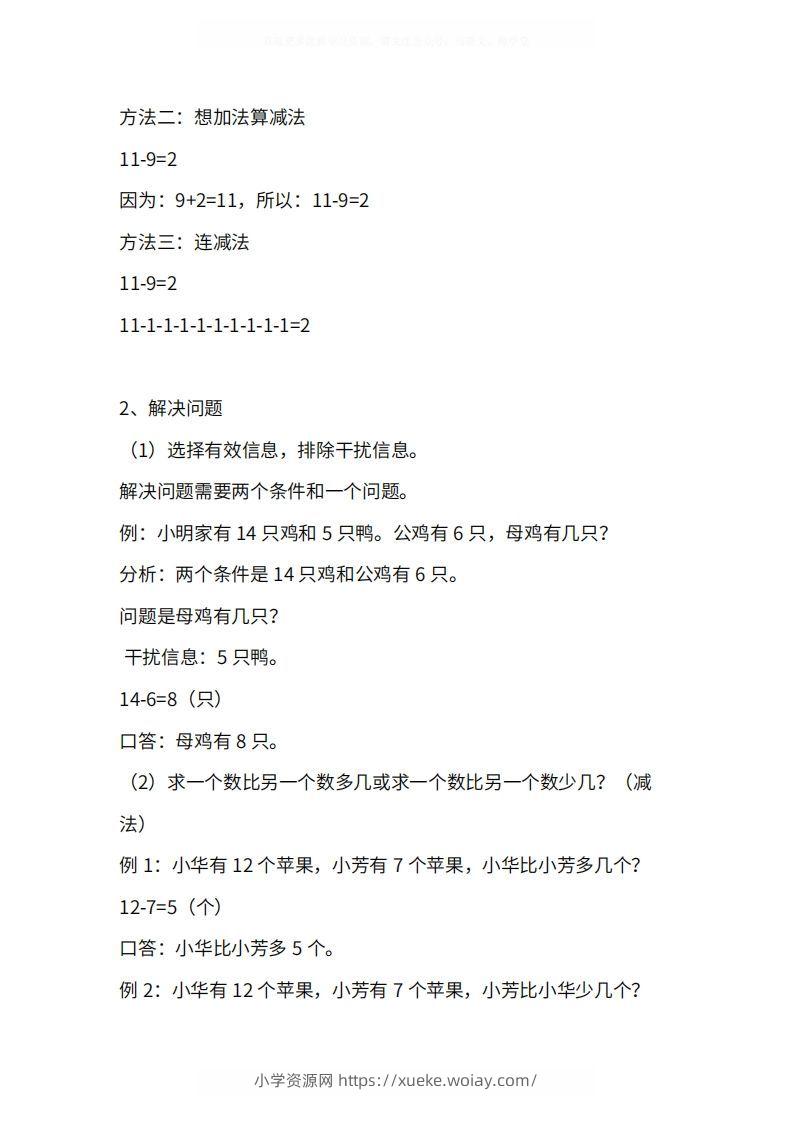 图片[3]-人教版1年级数学下册知识点1-4单元-六八学科资料网