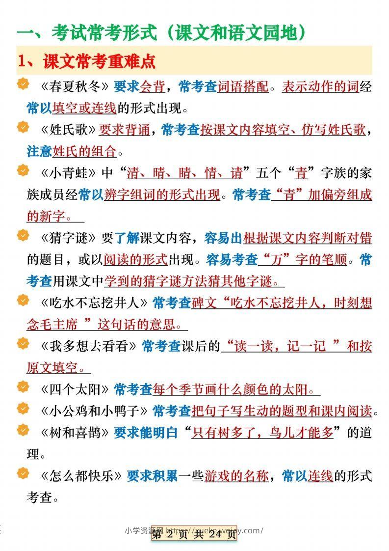 图片[2]-期末复习重点知识汇总一下语文-六八学科资料网