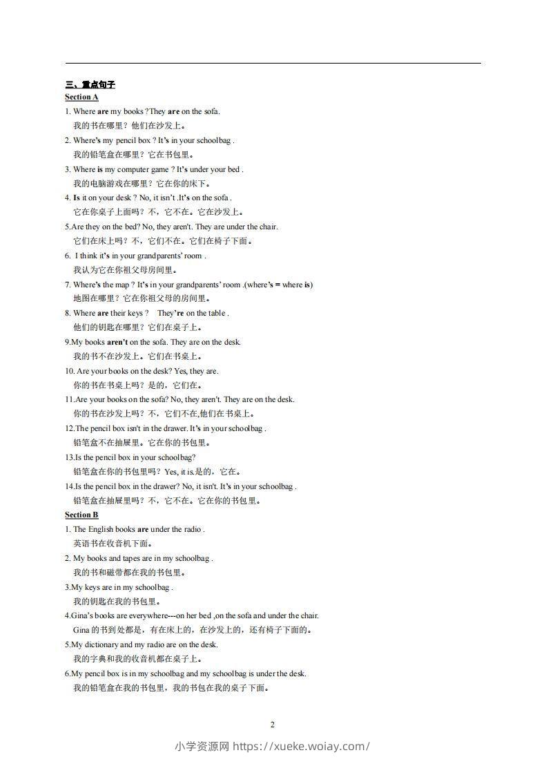 图片[2]-4.人教版七年级上英语Unit4复习提纲-六八学科资料网