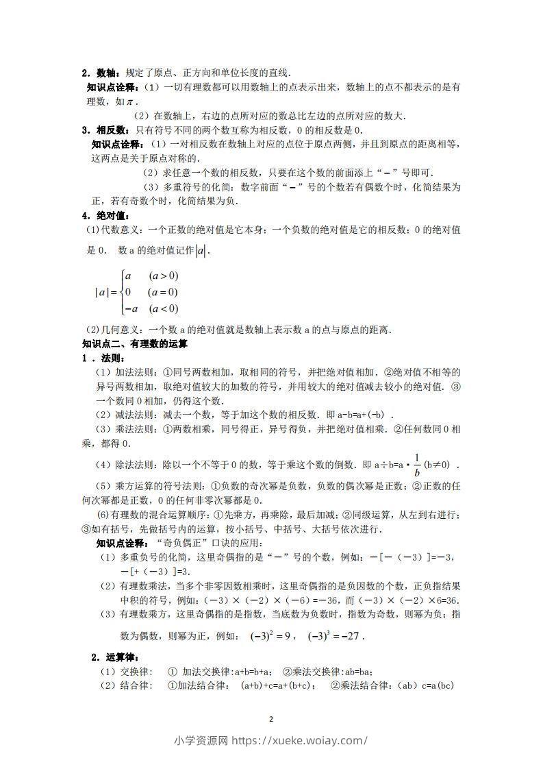 图片[2]-冀教版数学七年级上册知识点汇总-六八学科资料网