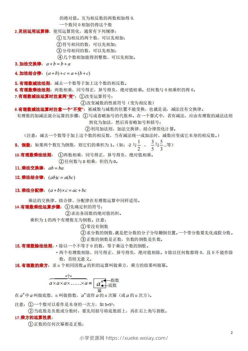 图片[2]-浙教版数学七年级上知识点总结-六八学科资料网