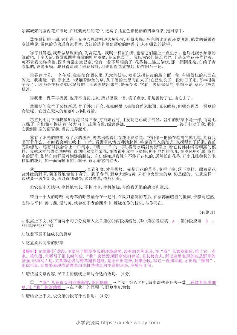 图片[3]-2020-2021学年部编版八年级语文上册第三单元检测试卷及答案(Word版)-六八学科资料网