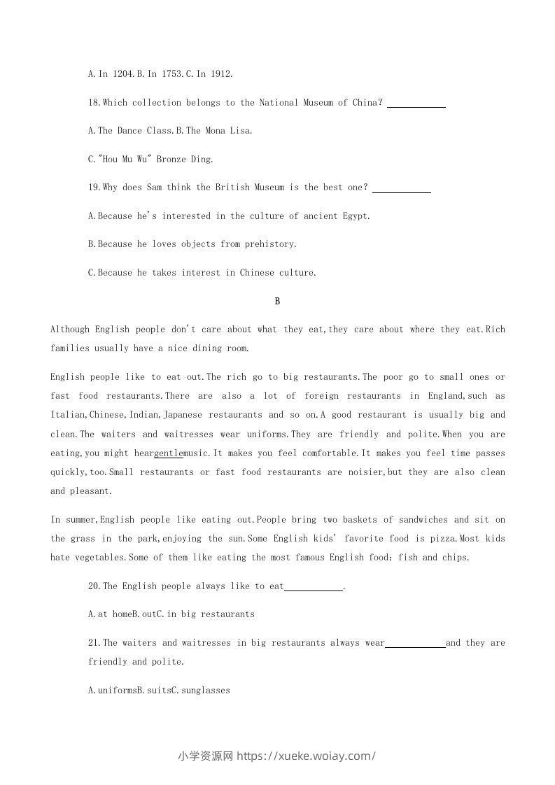 图片[3]-2020-2021学年湖南省常德市澧县八年级下学期期末英语试题及答案(Word版)-六八学科资料网