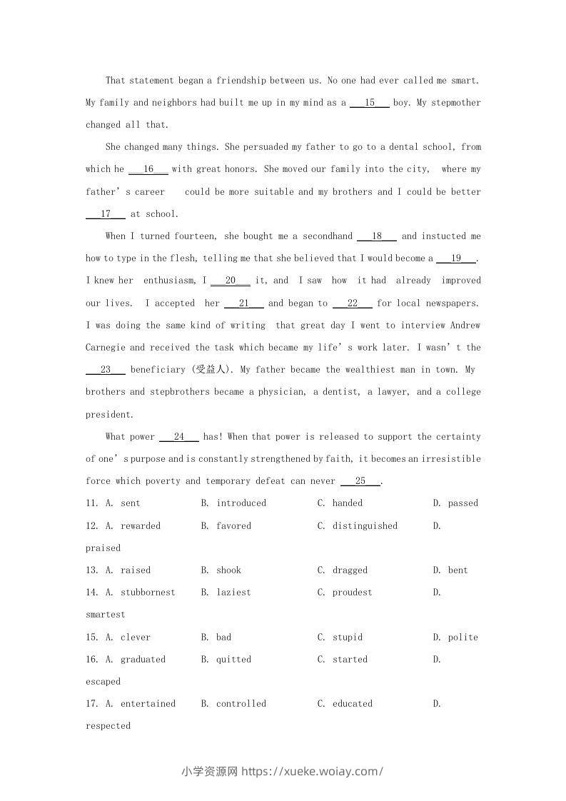 图片[3]-2019-2020年北京市房山区高二英语下学期期末试题及答案(Word版)-六八学科资料网