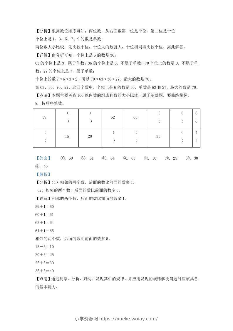 图片[3]-2020-2021学年江苏省徐州市铜山区一年级下册数学期中试题及答案(Word版)-六八学科资料网