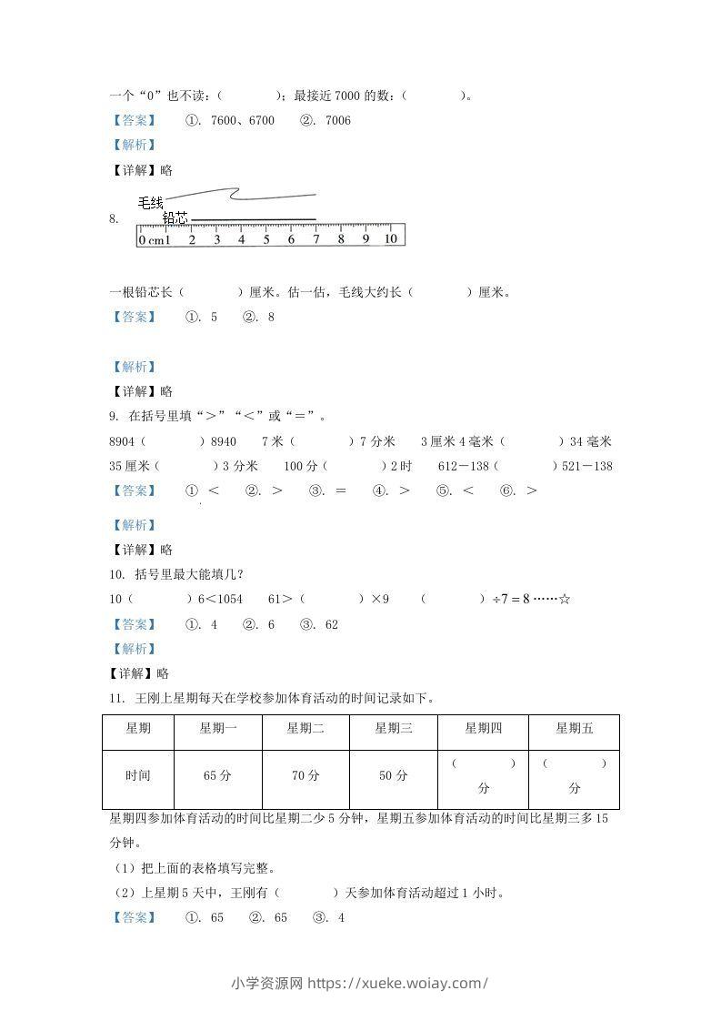 图片[3]-2020-2021学年江苏省徐州邳州市二年级下册数学期末试题及答案(Word版)-六八学科资料网