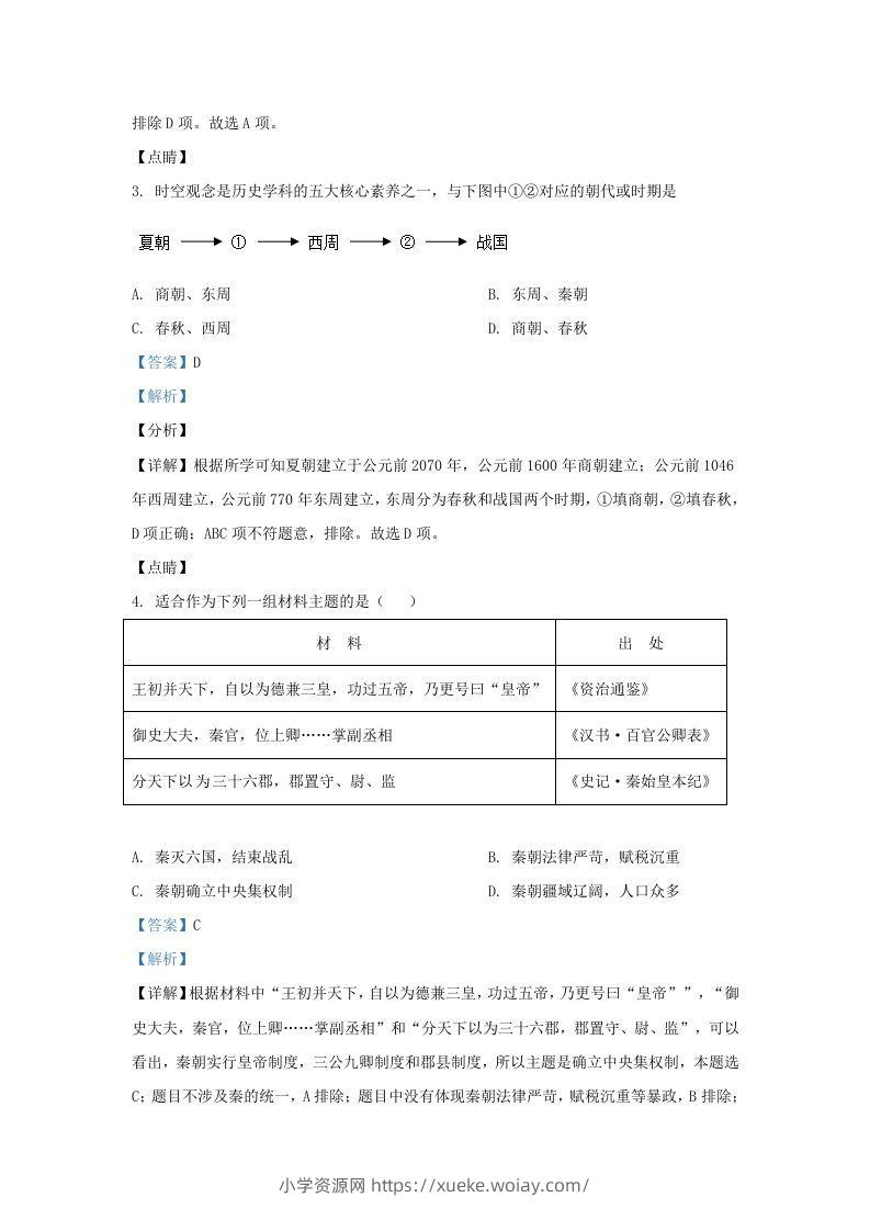 图片[2]-2021-2022学年山东省济南市历城区九年级上学期历史期末试题及答案(Word版)-六八学科资料网