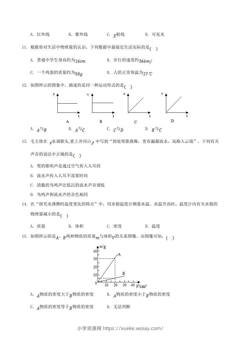 图片[3]-2021-2022学年湖南省邵阳市新邵县八年级上学期期末物理试题及答案(Word版)-六八学科资料网