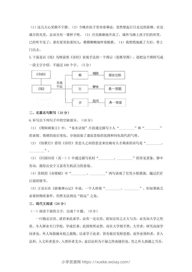 图片[2]-2020-2021年河南省洛阳市高一语文上学期期末试卷及答案(Word版)-六八学科资料网
