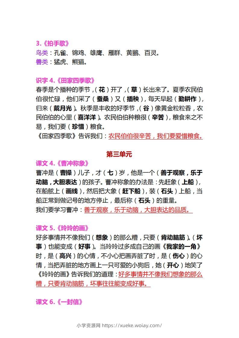 图片[2]-【各课中心思想归纳汇总】二上语文-六八学科资料网