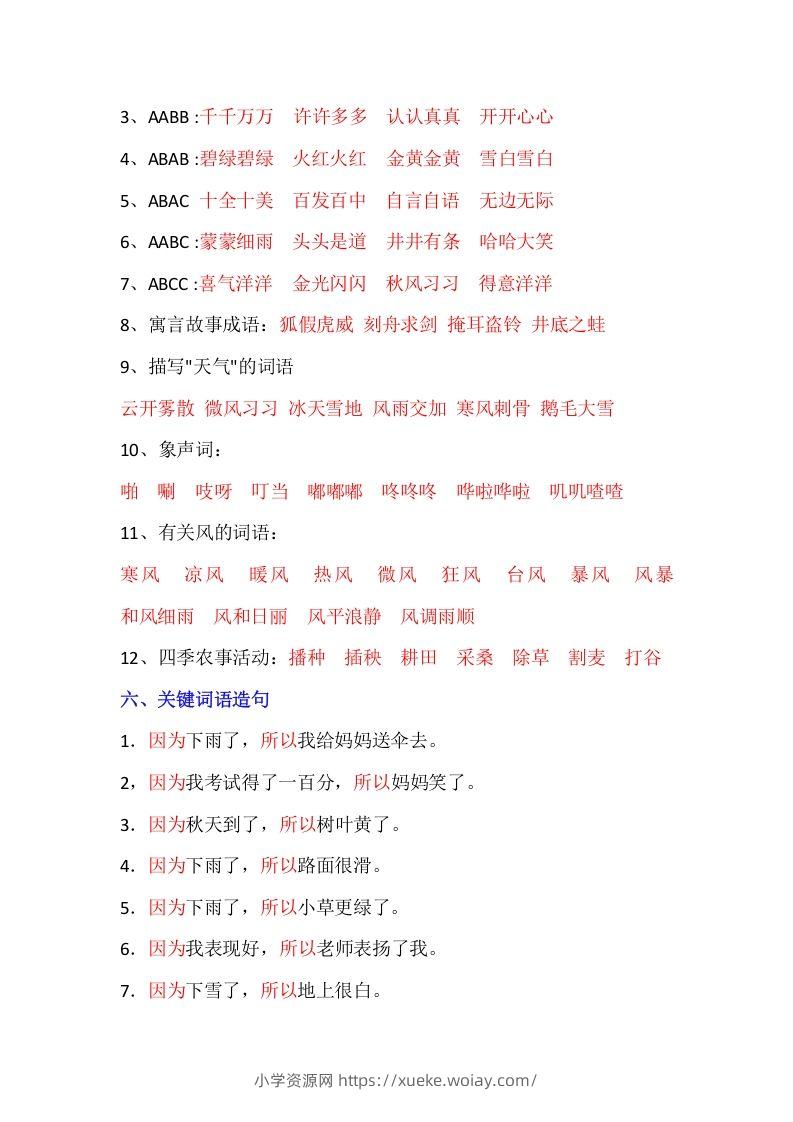 图片[3]-【全册重点知识汇总】二上语文-六八学科资料网