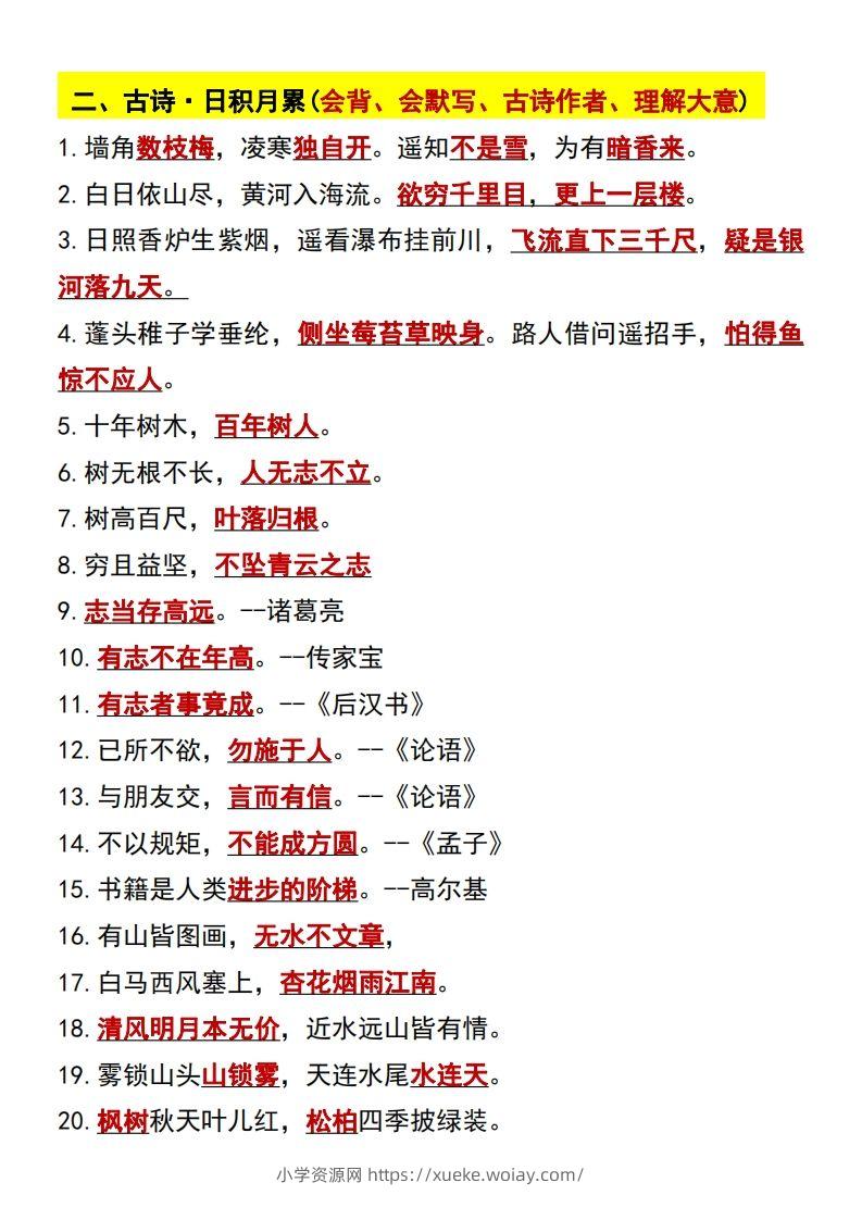 图片[3]-二年级语文上册常考重点知识点汇总必背-六八学科资料网