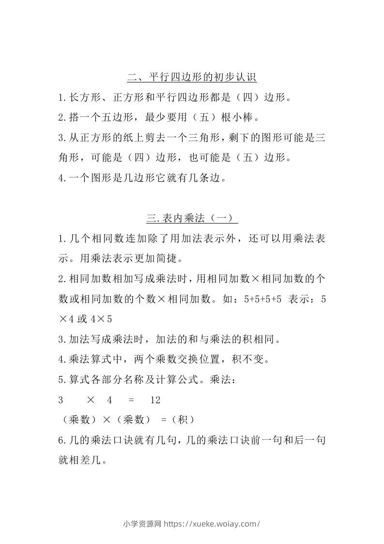 图片[2]-二上苏教数学知识点汇总预习-六八学科资料网