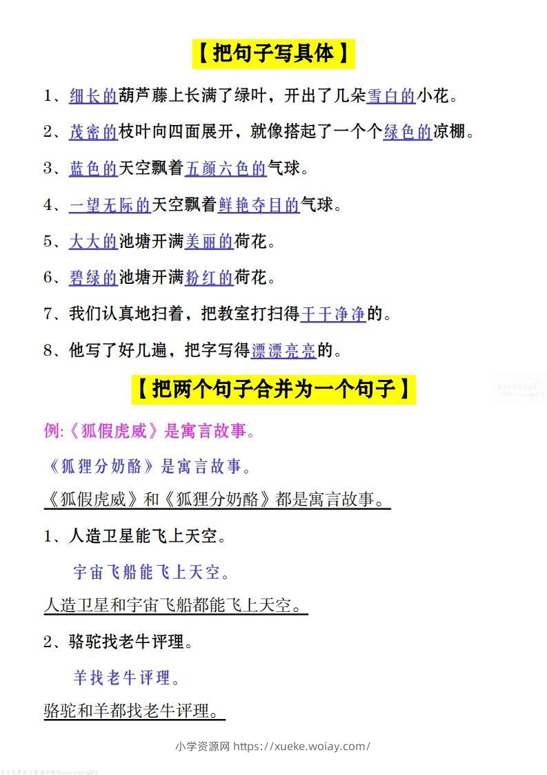 图片[3]-二上语文：句子类型总结-六八学科资料网