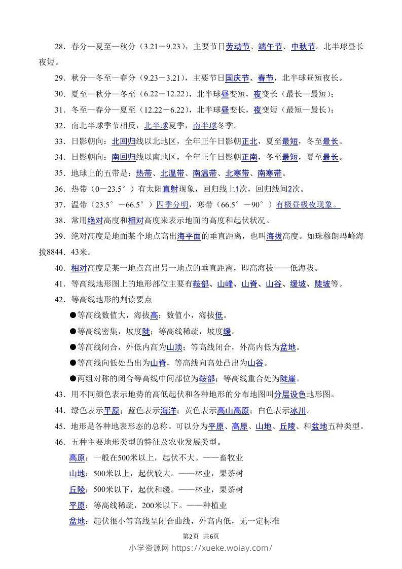 图片[2]-七年级（上册）地理每日一练小纸条答案版-六八学科资料网