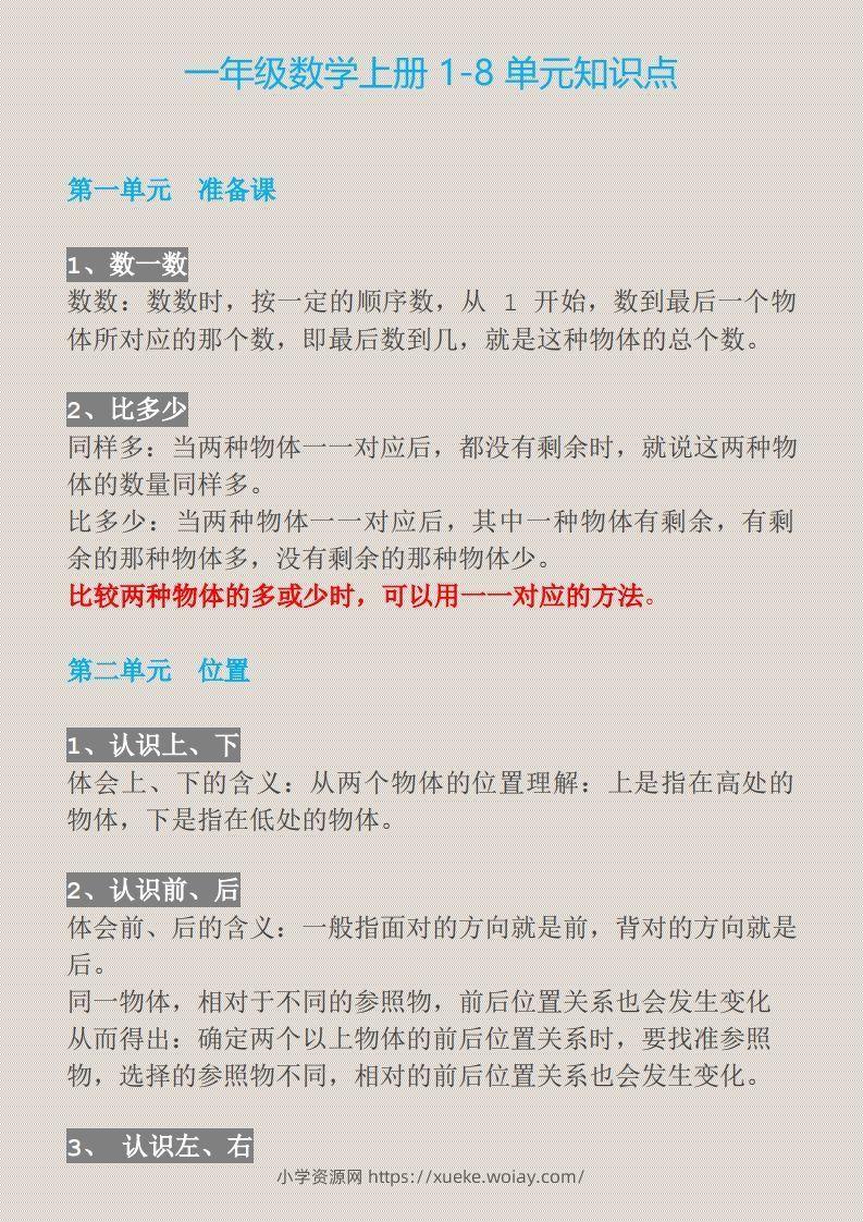 【一上】数学必背汇总-六八学科资料网