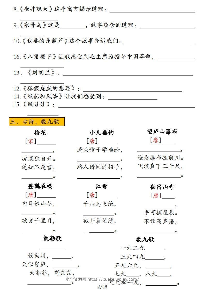 图片[2]-二年级上册语文高频考点汇总-六八学科资料网