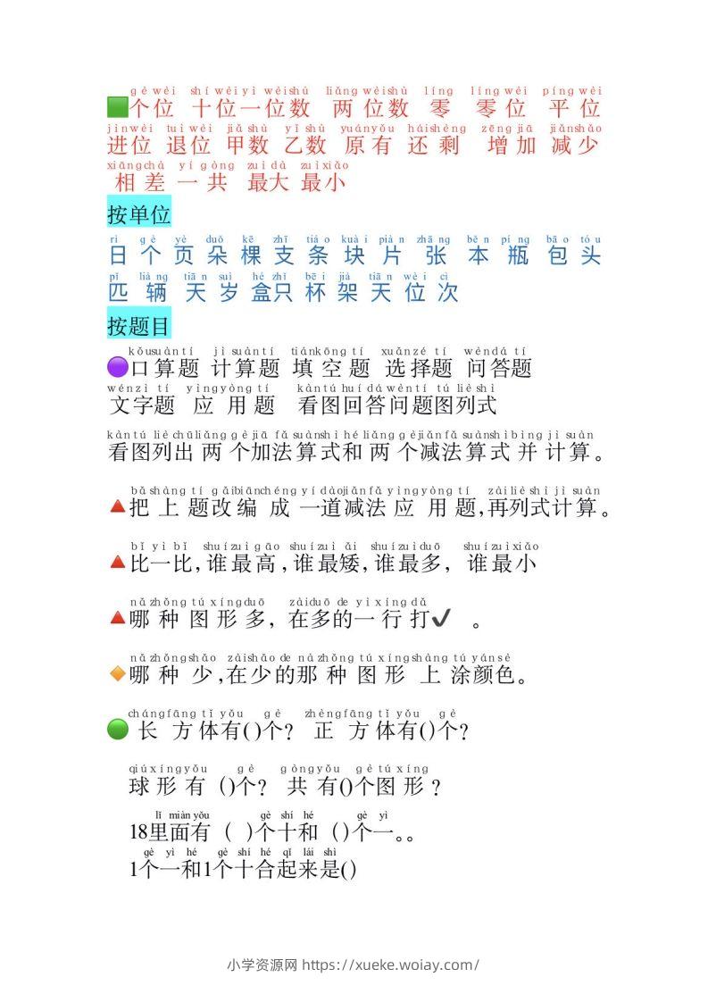 图片[2]-一年级上册数学必认常用字-六八学科资料网