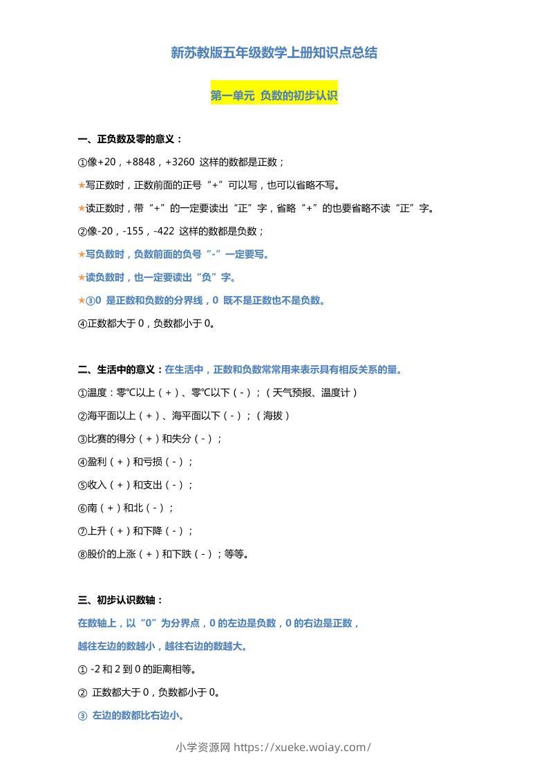 五上苏教版数学知识点汇总预习-六八学科资料网