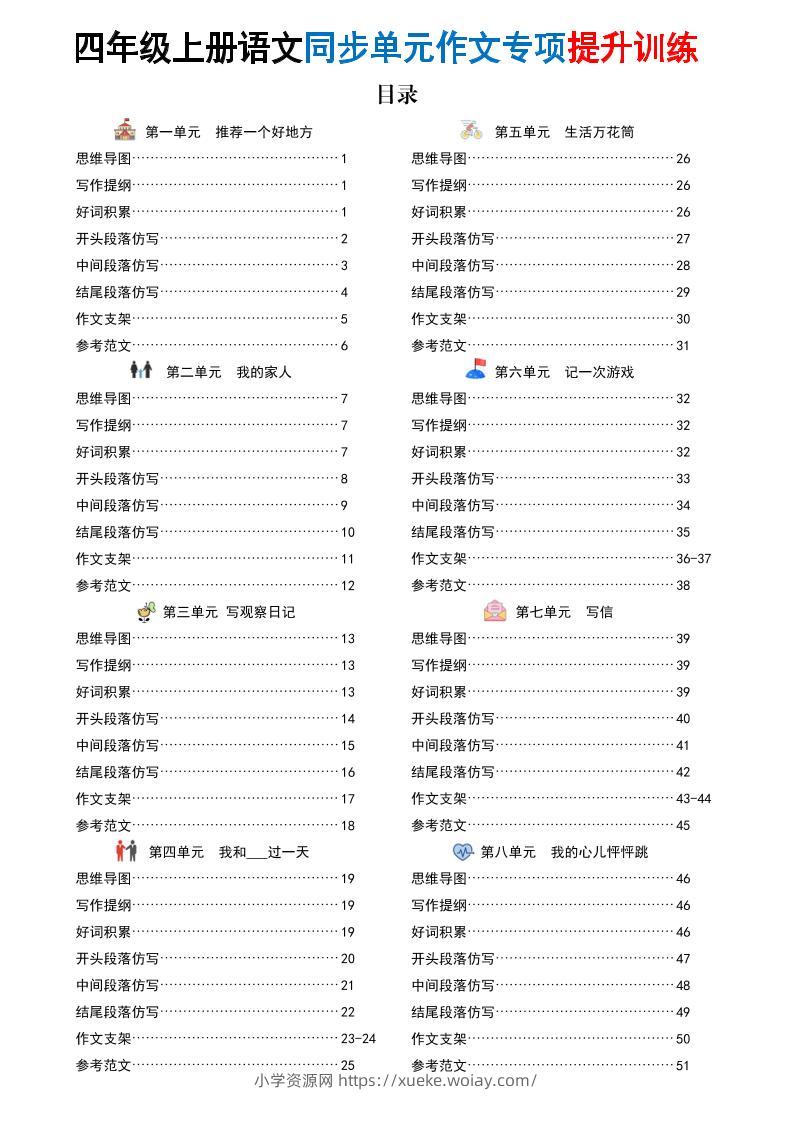 新四上语文同步单元作文专项提升训练（52页）-六八学科资料网