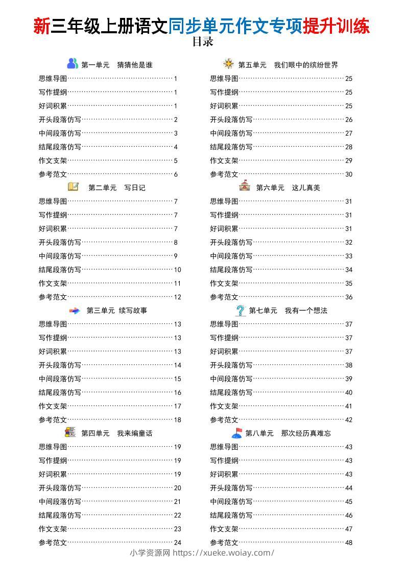 新三上语文同步单元作文专项提升训练（答案版48页）-六八学科资料网