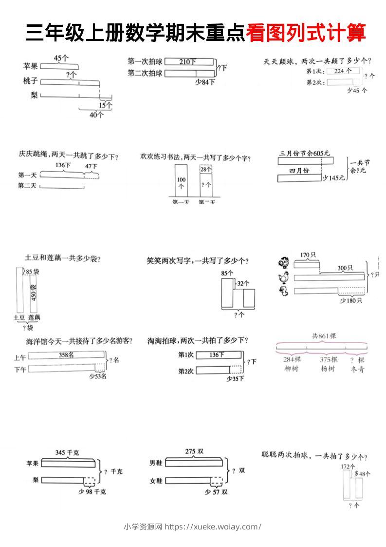三上数学看图列式-六八学科资料网