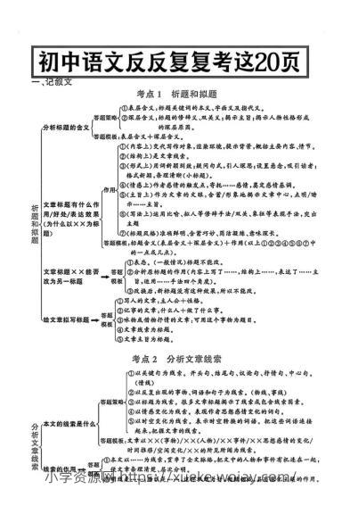 八年级上语文答题模式-六八学科资料网