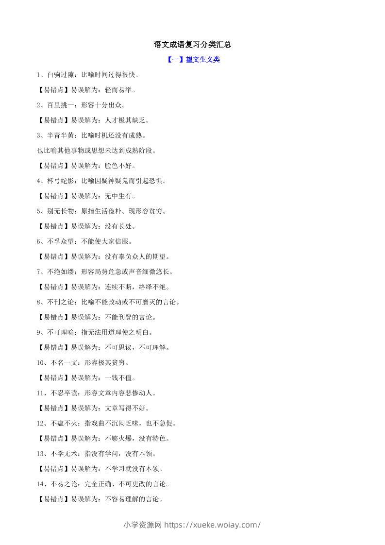 八年级上语文成语复习分类汇总-六八学科资料网