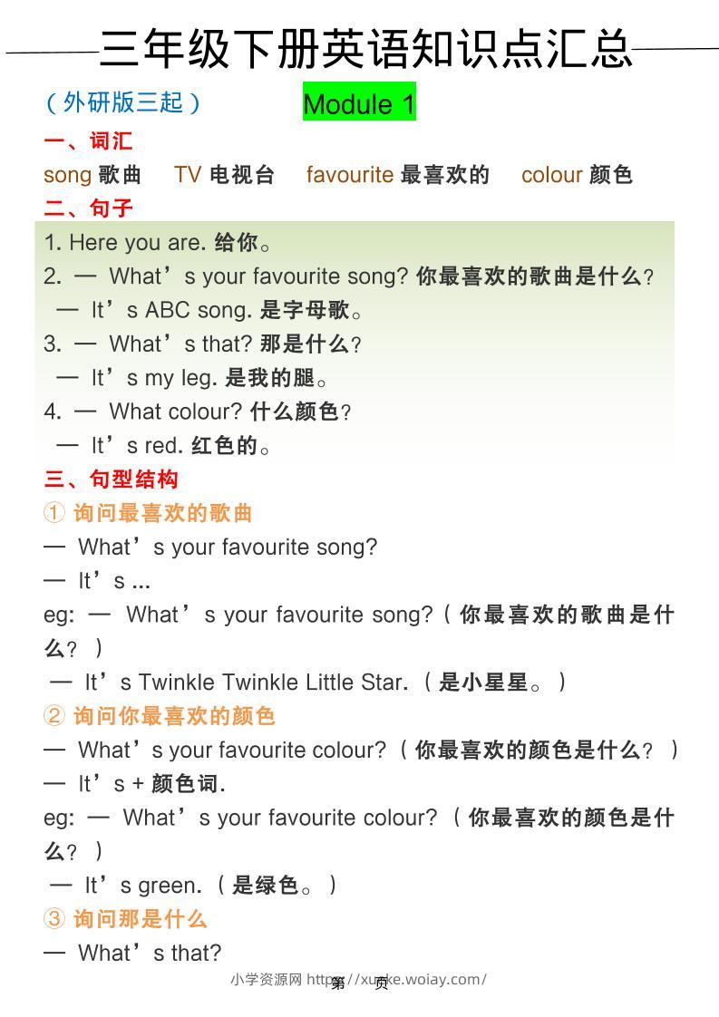 三年级下英语全册知识点汇总《外研版（三起）》-六八学科资料网
