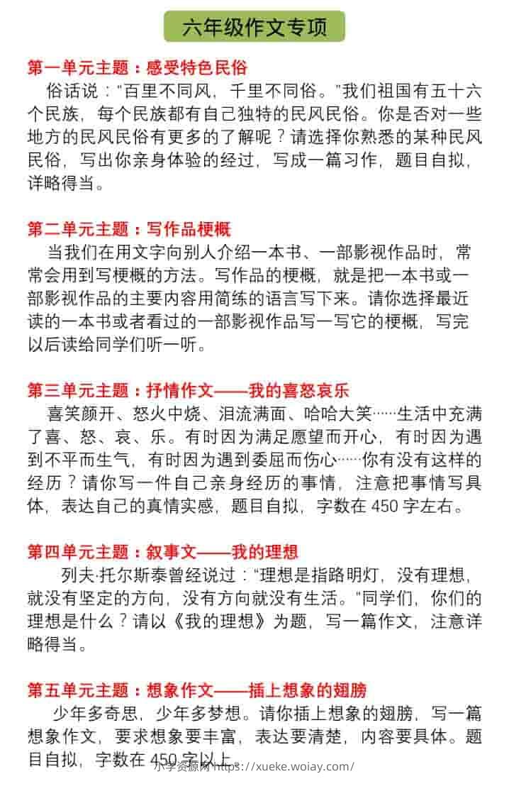 六年级下语文单元习作指导+精选范文-六八学科资料网